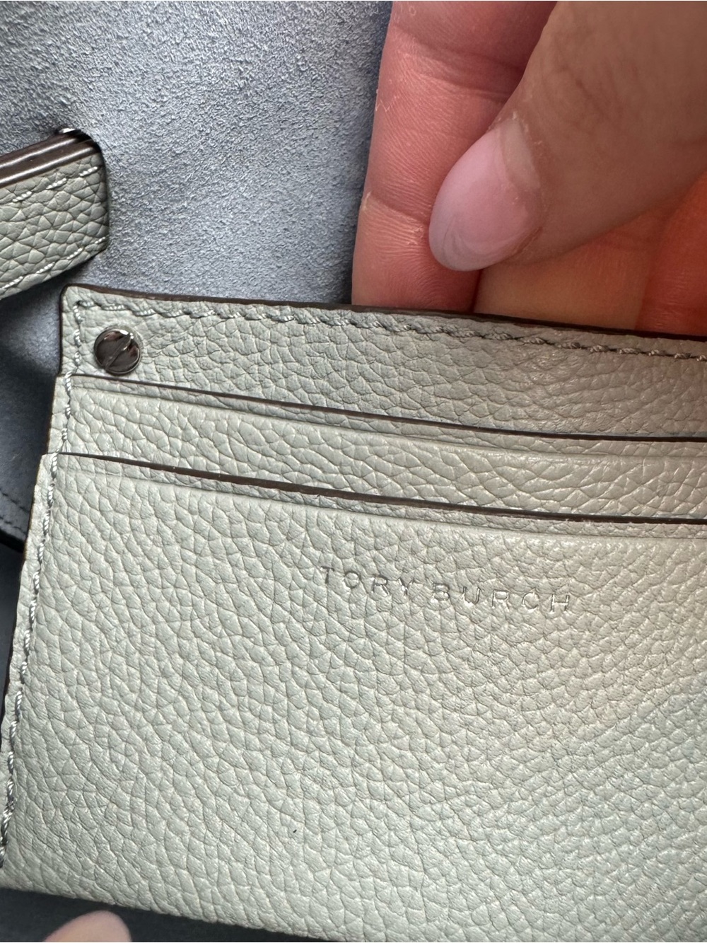Tory Burch Romy Mini Small Leather Crossbody Tote Bag Light Granite - Picture 12 of 12